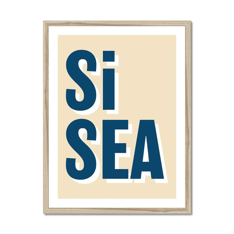 Si Sea (Sand) Word Art Print - Framed - Beach House Art