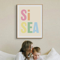 Si Sea (Tutti Frutti) Word Art Print - Unframed - Beach House Art