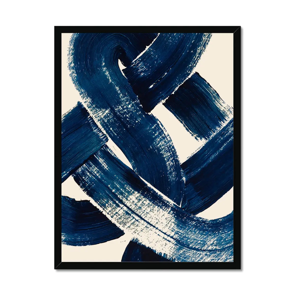 Framed abstract art print of a nautical knot in blue - coastal wall art