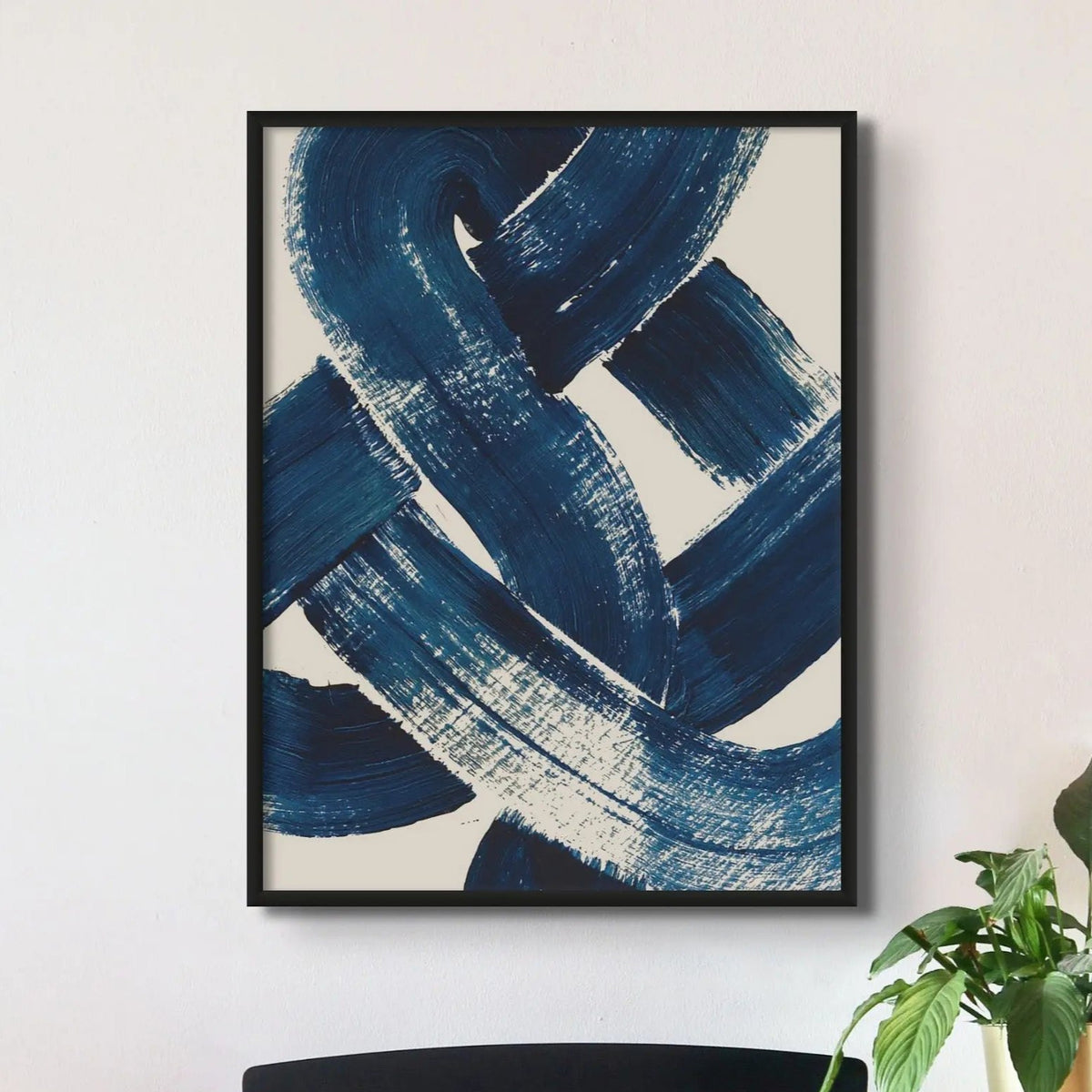 Unframed abstract art print of a nautical knot in blue - coastal wall art