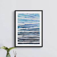 Storm Set Print | Abstract Blue Line Art Print - Unframed Coastal Wall Art
