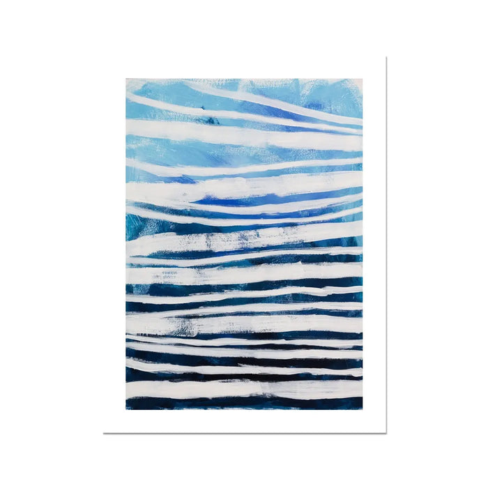 Storm Set Print | Abstract Blue Line Art Print - Unframed Coastal Wall Art