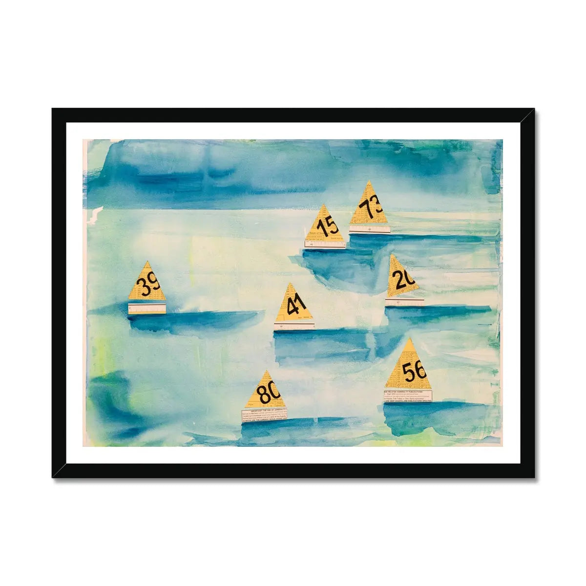 'The Regatta' Watercolour Sailing Painting | Modern Coastal Seascape Painting - Framed Wall Art 