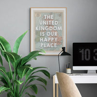The United Kingdom is our Happy Place | Vintage UK Map - Unframed | Beach House Art