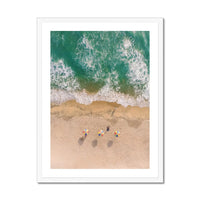Three Umbrellas (Aerial Beach Photography) - Framed - Beach House Art