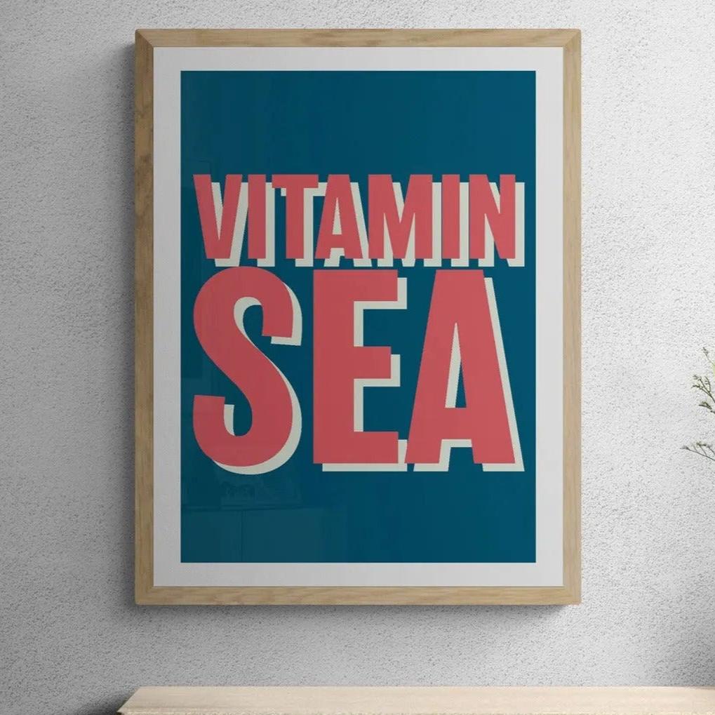 Vitamin Sea (Marine) Word Art Print - Unframed - Beach House Art