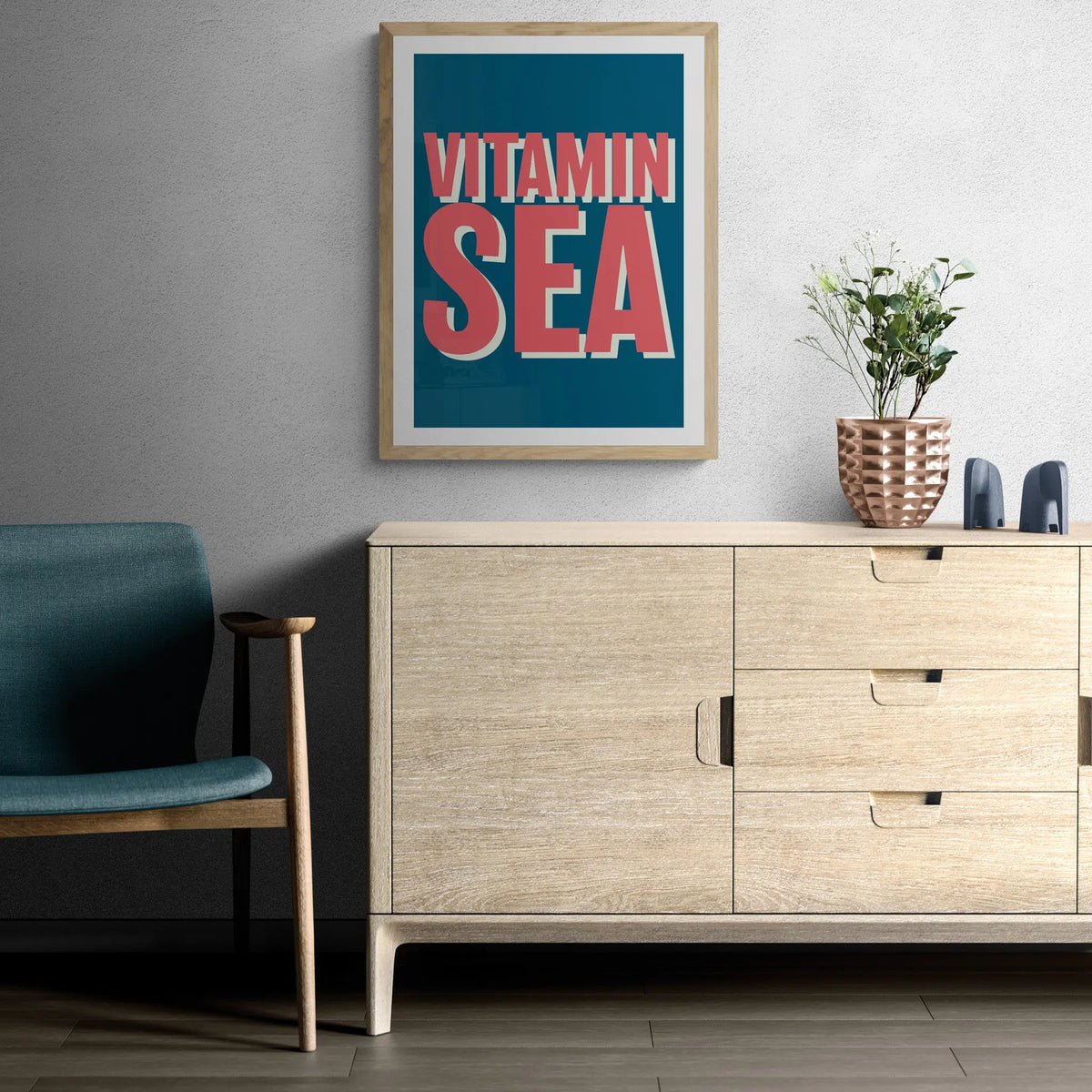 Vitamin Sea (Marine) Word Art Print - Framed - Beach House Art