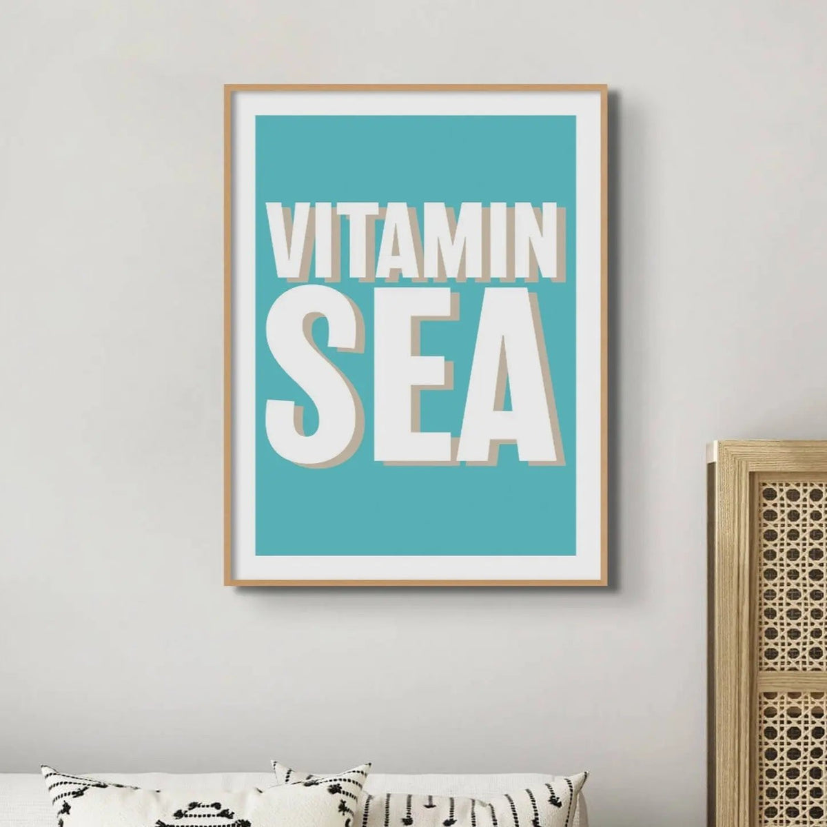 unframed word art print of 'Vitamin Sea' in marine colour - coastal wall art