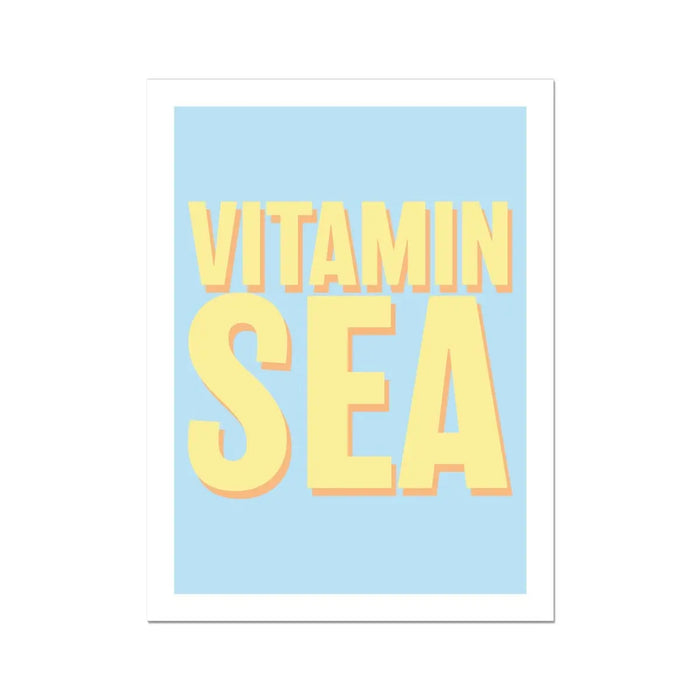 'Vitamin Sea' Typography Art Print in marine - Unframed wall art