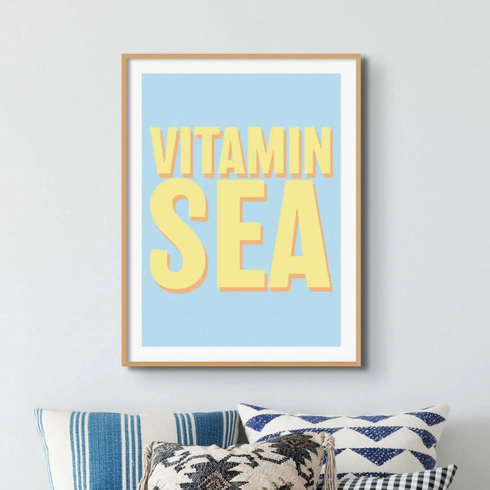 'Vitamin Sea' Typography Art Print in marine - Unframed wall art