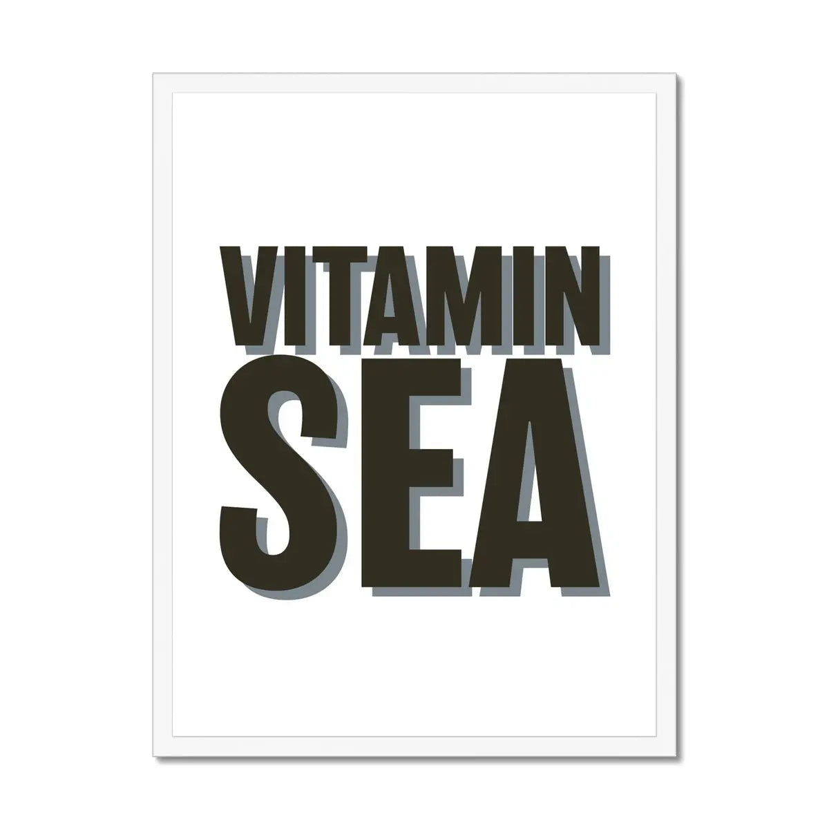 Vitamin Sea (White) Word Art Print - Framed - Beach House Art