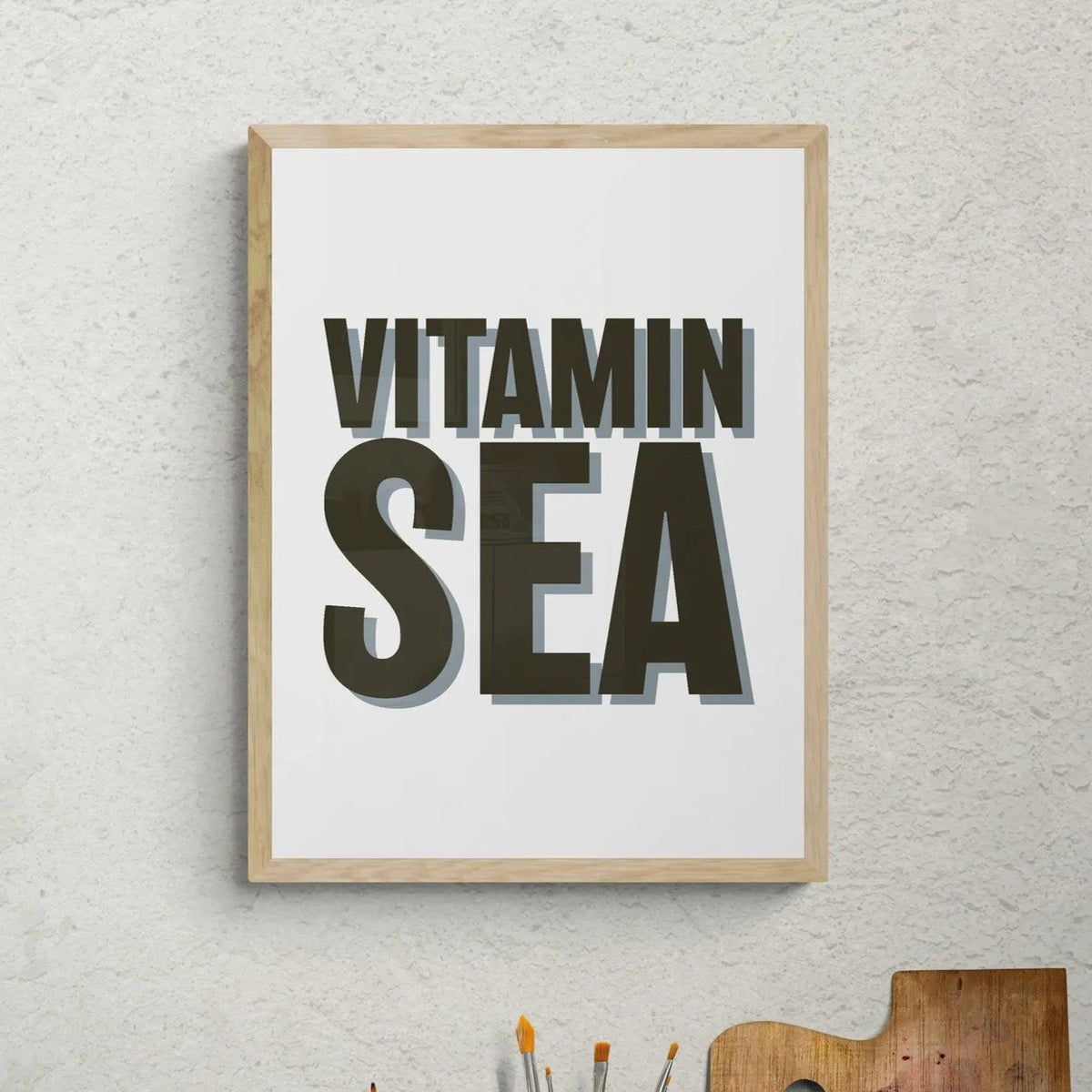 Vitamin Sea (White) Word Art Print - Framed - Beach House Art