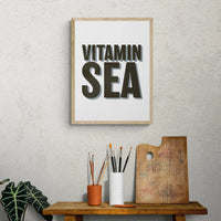 Vitamin Sea (White) Word Art Print - Framed - Beach House Art