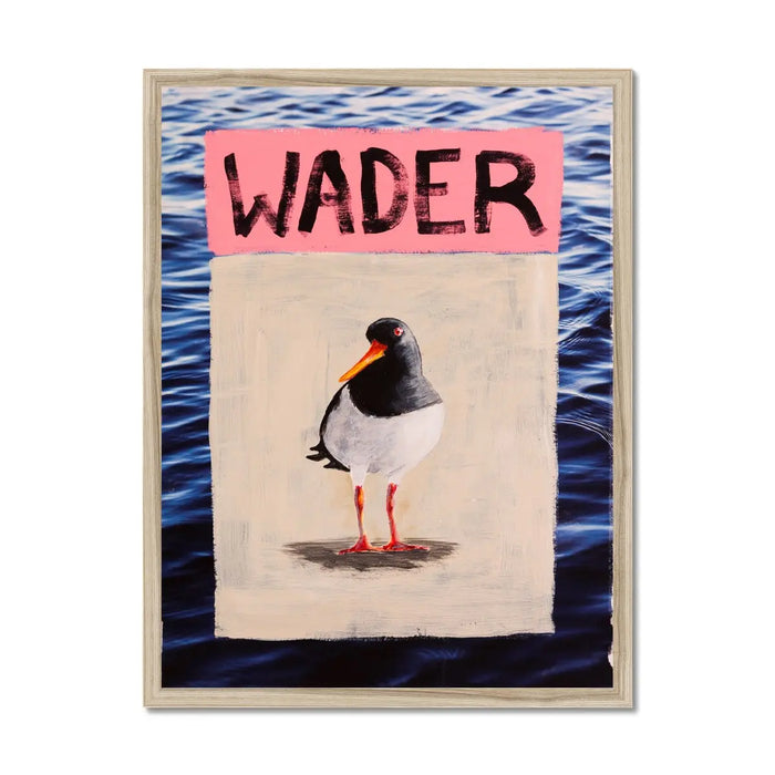 Wader (Sea-Bird print ) Modern Coastal Art - Framed - Beach House Art