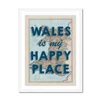 Wales is my Happy Place (Wales Map) Vintage Map Art - Framed - Beach House Art