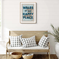 Wales is my Happy Place (Wales Map) Vintage Map Art - Unframed - Beach House Art