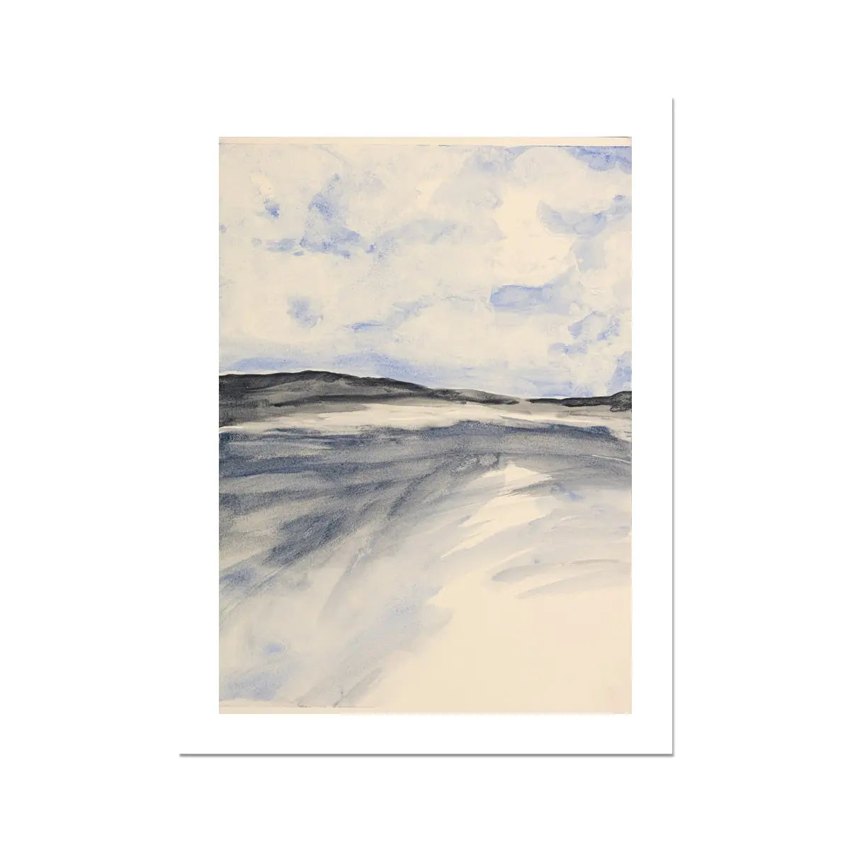 Watercolour Bay Seascape Print | Modern Coastal Painting - Unframed Beach Art Print 