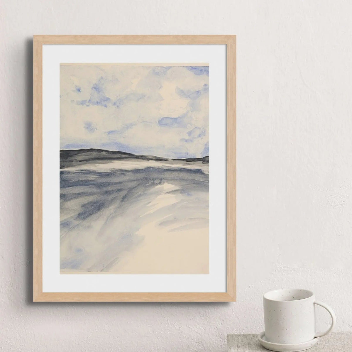 Watercolour Bay Seascape Print | Modern Coastal Painting - Unframed Beach Art Print 