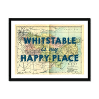 Whitstable is my Happy Place (Kent Map) Vintage Map Art - Framed - Beach House Art