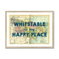 Whitstable is my Happy Place (Kent Map) Vintage Map Art - Framed - Beach House Art