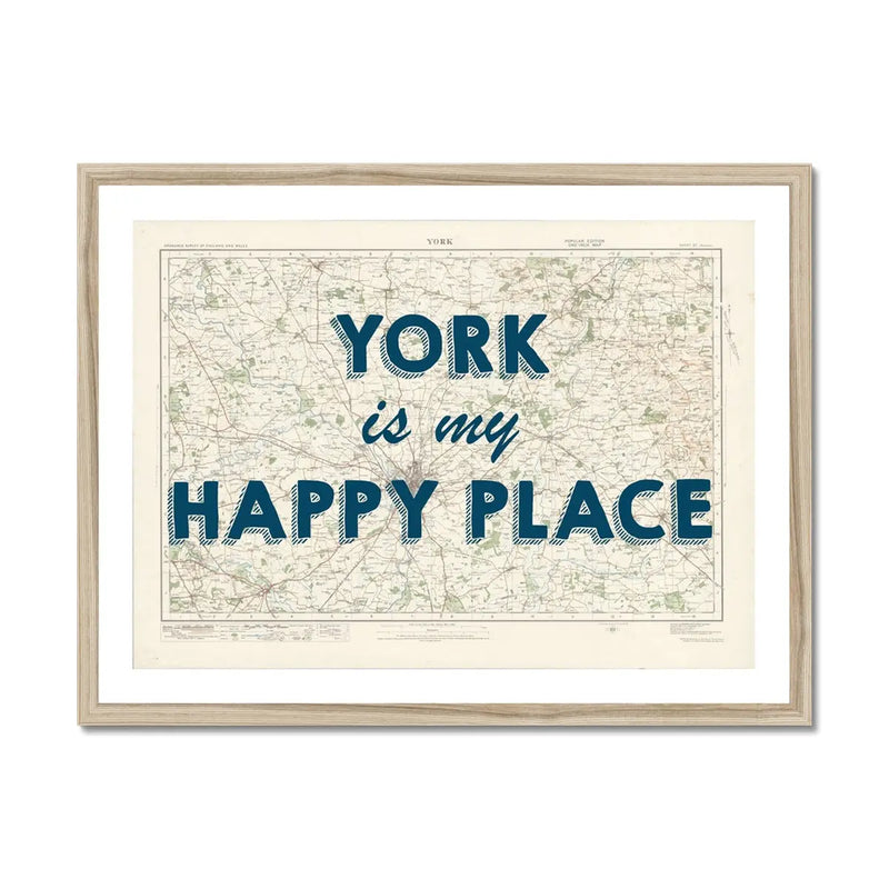 York is my Happy Place | Map Print of York | Map Art - Framed Map