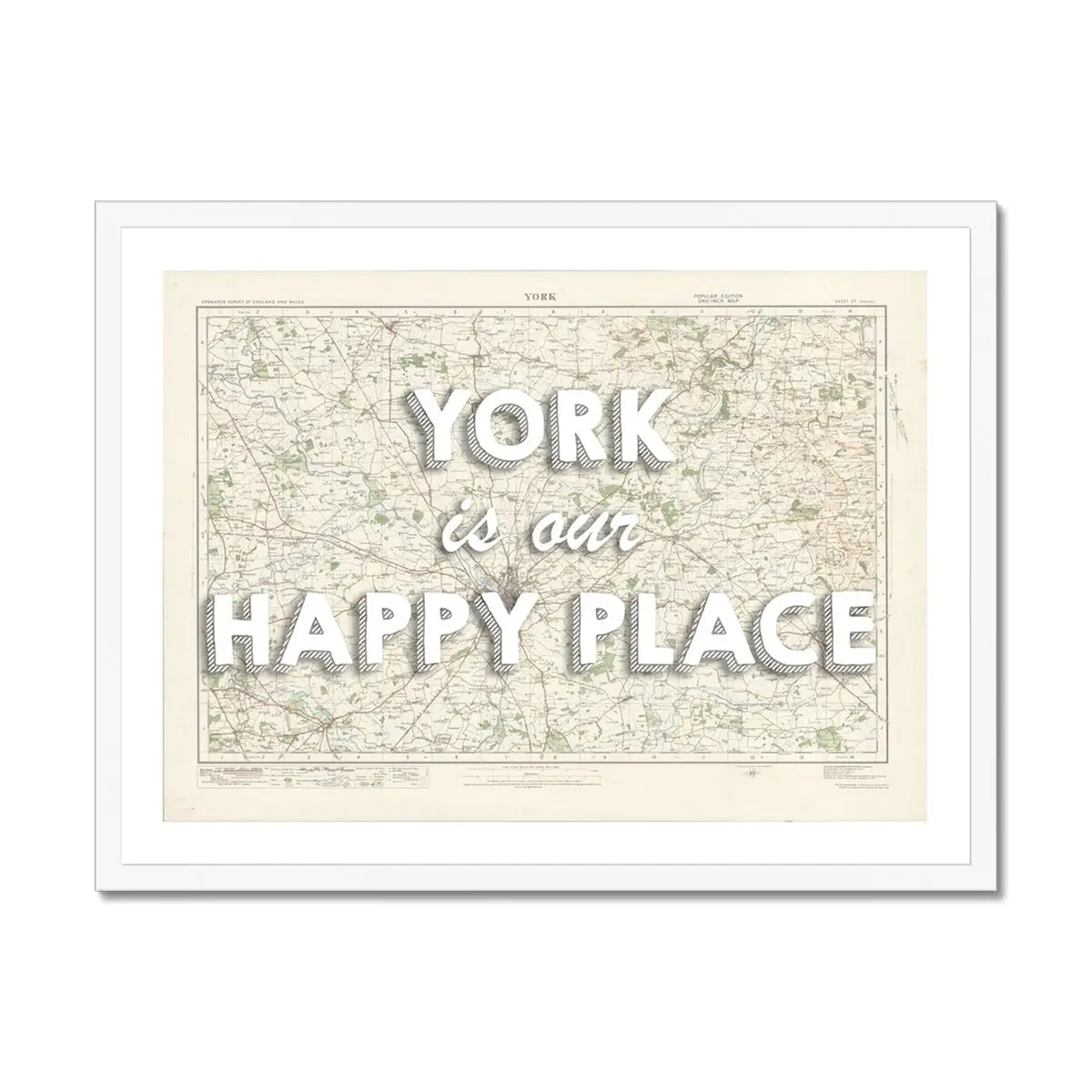 York is our Happy Place | Map Print of York | Map Art - Framed Map Print