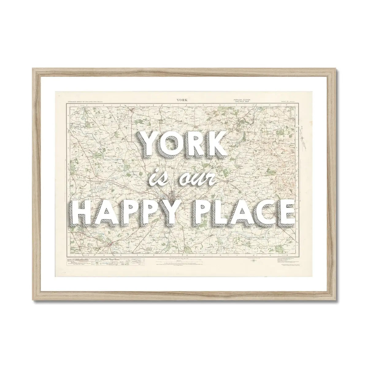 York is our Happy Place | Map Print of York | Map Art - Framed Map Print