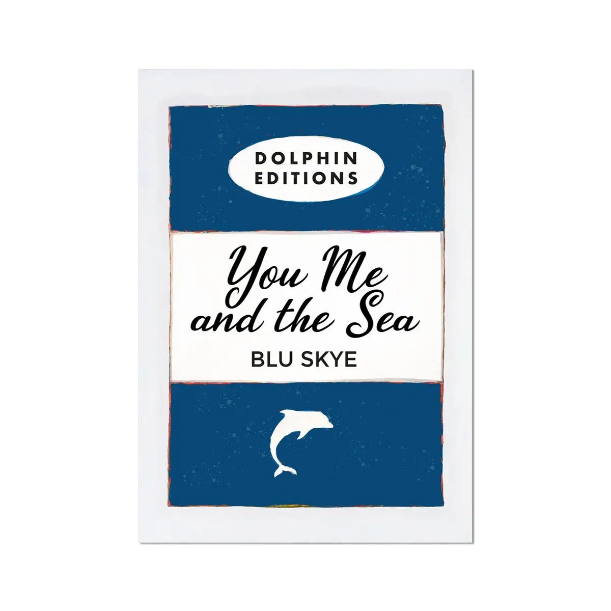 you me and the sea book poster print - blue book cover print with bold word art in centre