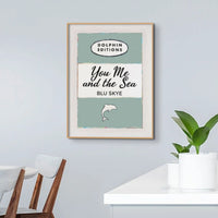 You, Me & the Sea Vintage Book Cover Art Print in sage green - Framed wall art