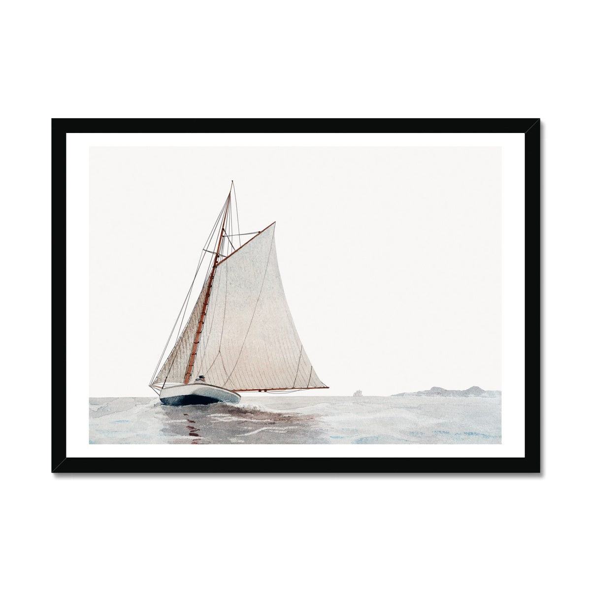 Sailing Yacht Painting | Vintage Watercolour Boat Painting Print - Framed Art Print