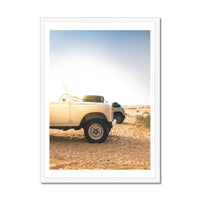 Land Rover Defender Beach at Dawn Photography Print | Colourful - Framed