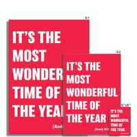 Wonderful Quote Christmas Print | Red | Lyric Art Print - Unframed