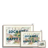 Loch Ness Map Print - My Happy Place Navy Framed Print