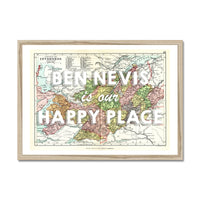 Ben Nevis Map Print - Our Happy Place White Framed Print