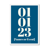 Personalised Date Art | Your Special Date on a Print | Marine Blue - Framed