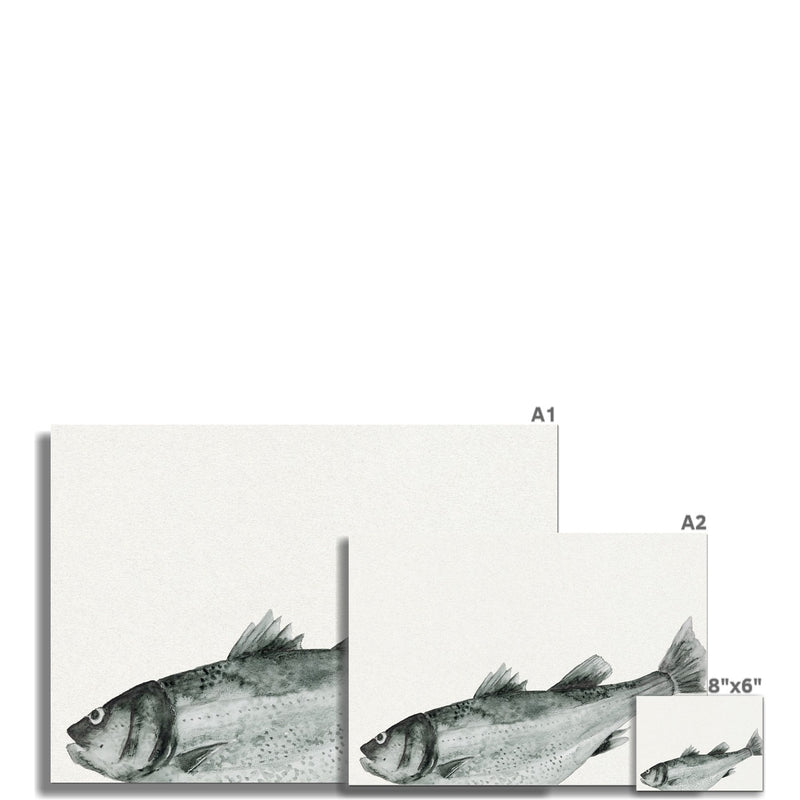 Ink Wash Fish Art Print | Landscape Format - Unframed