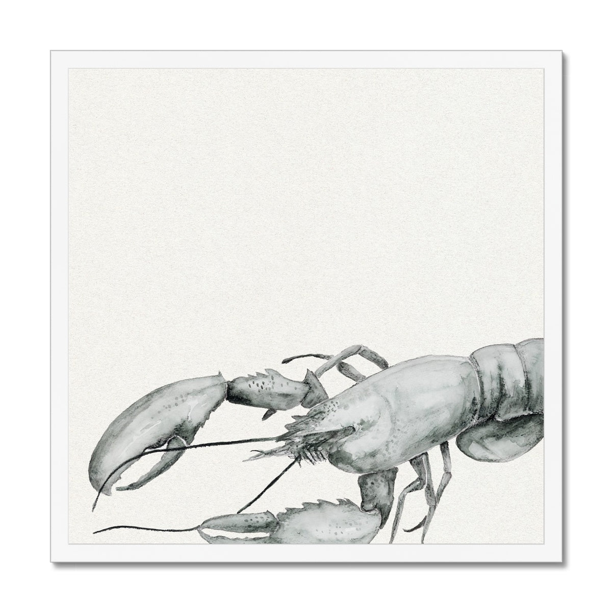 Ink Wash Lobster Art Print | Square Format - Framed