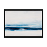 Marine Blue Coastal Painting | Abstract Beach Painting - Framed Wall Art