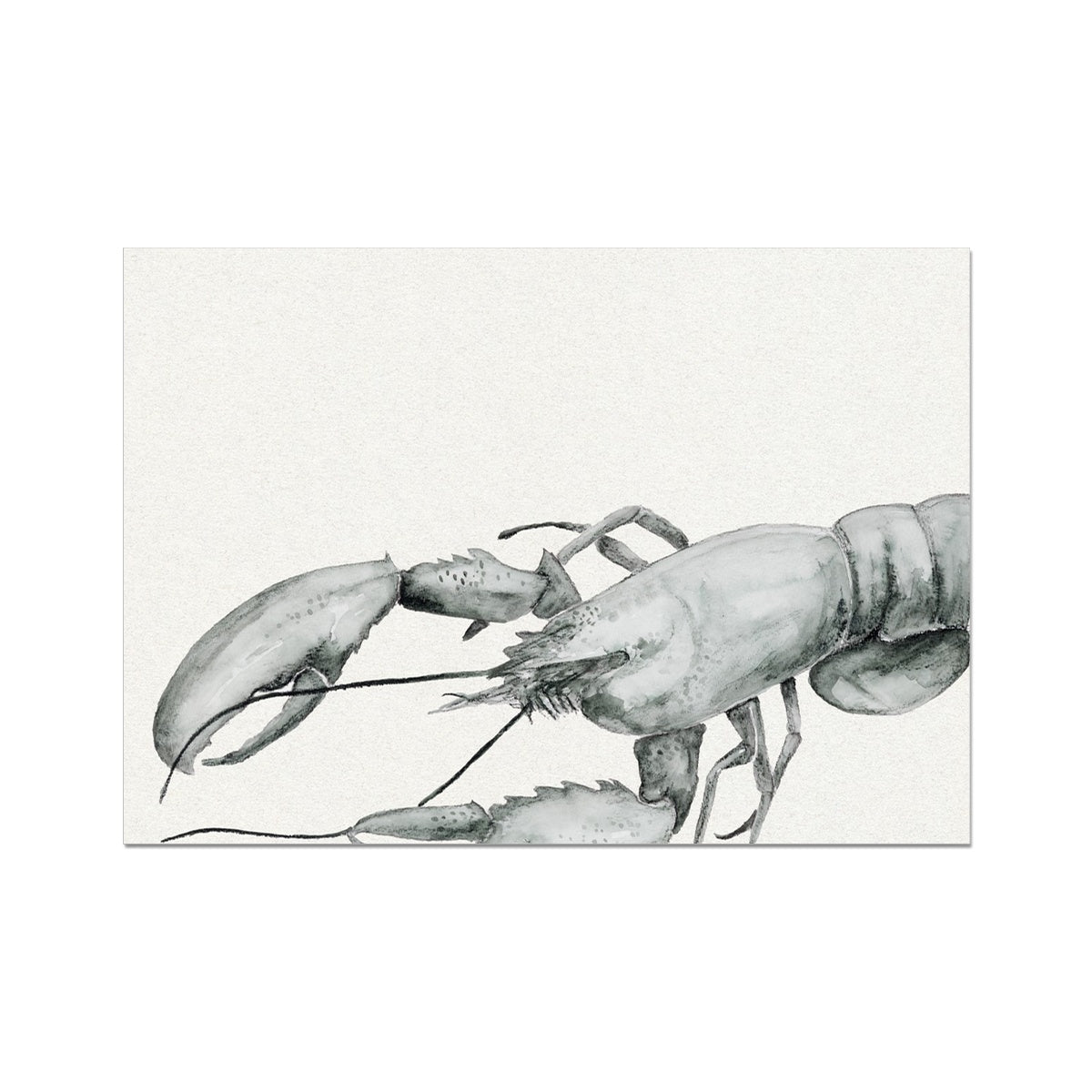 Ink Wash Lobster Art Print |Lobster Painting |  Landscape Format - Unframed