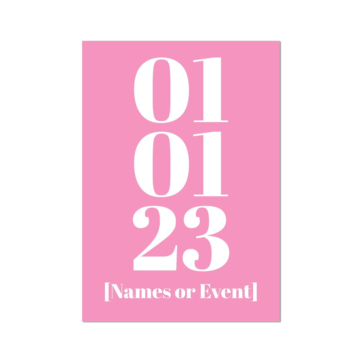 Personalised Date Art | Custom Date Print | Pink - Unframed