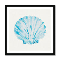 Aqua Watercolour Scallop Shell Painting | Shell Print Wall Art - Framed Art Print