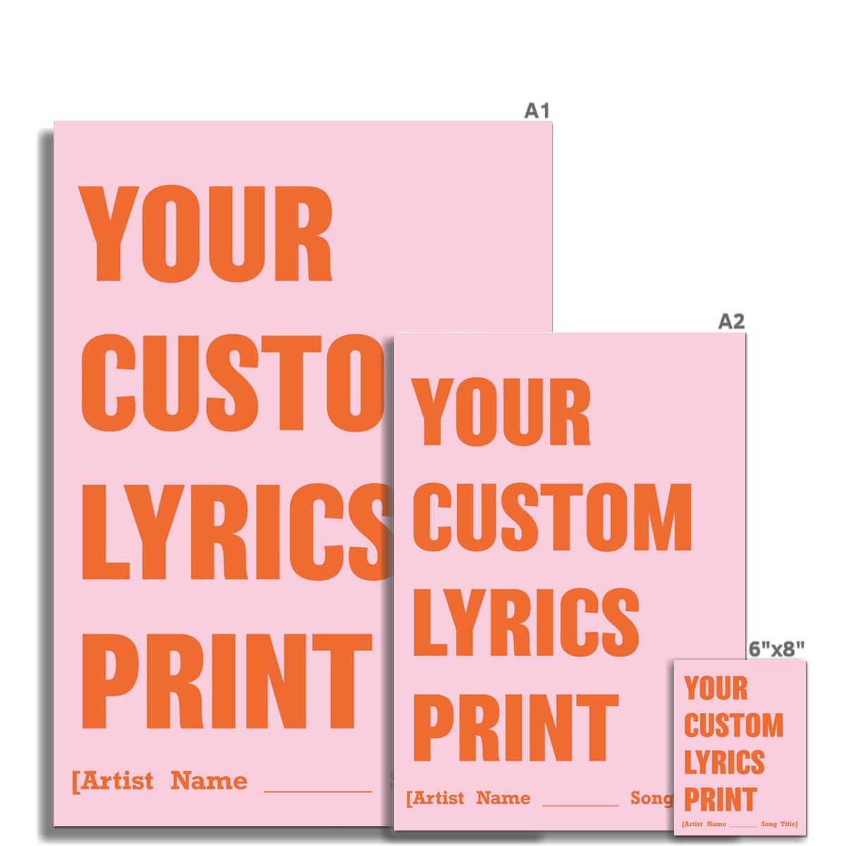 Personalised Quote Print | Block Type | Pink - Unframed