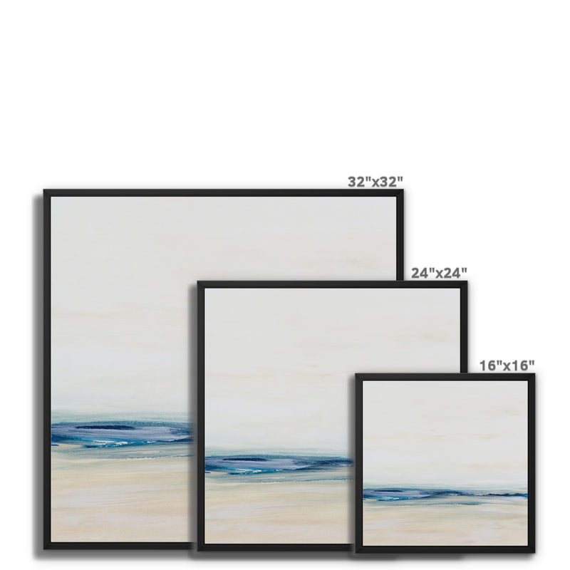 Coastal Study | Square Beach Painting | Abstract Beach Painting - Framed Canvas