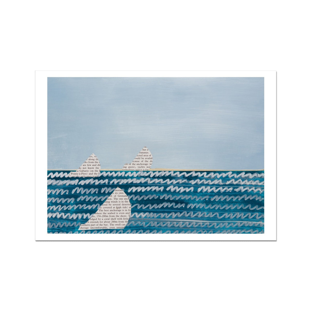 Paper Sailing Painting | Mixed Media Seascape Wall Art - Unframed Wall Art