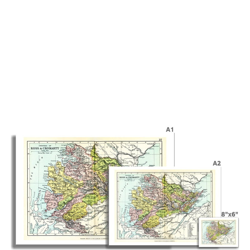 Ross and Cromarty Map Print | Vintage Map - Unframed