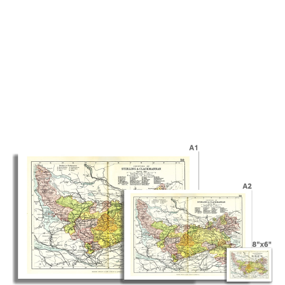 Stirling and Clackmannanshire Map Print - Unframed