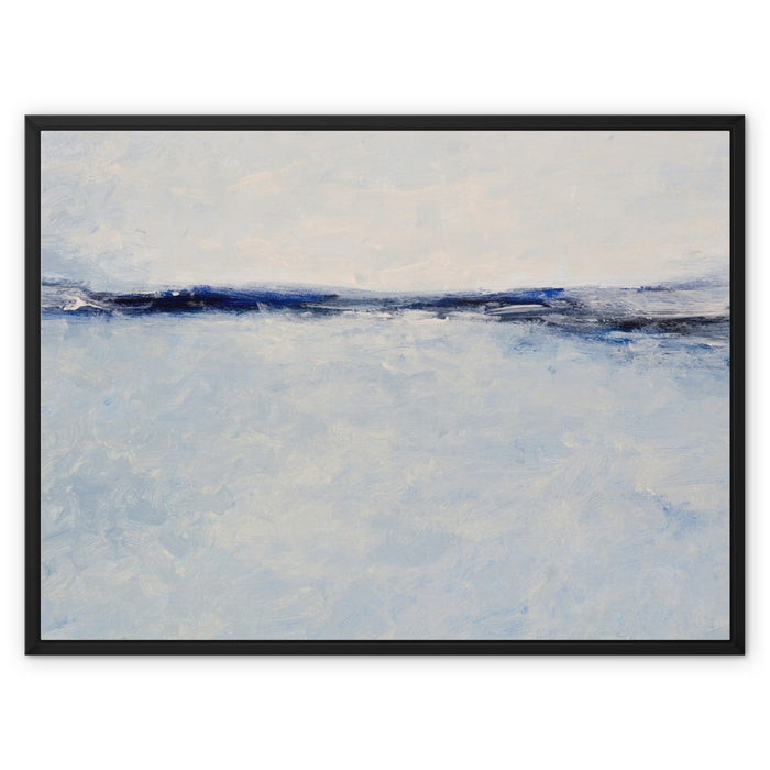 Tide Beach Art | Navy Blue | Abstract Sea Painting - Framed Canvas