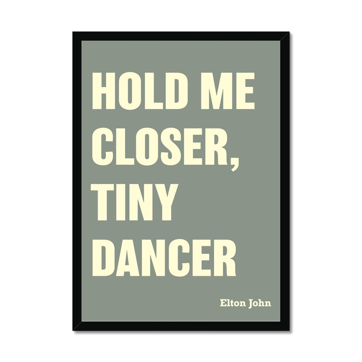 Tiny Dancer (Olive Green) Song Lyric Typography Art Print - Framed Beach House Art - Vintage bird paintings