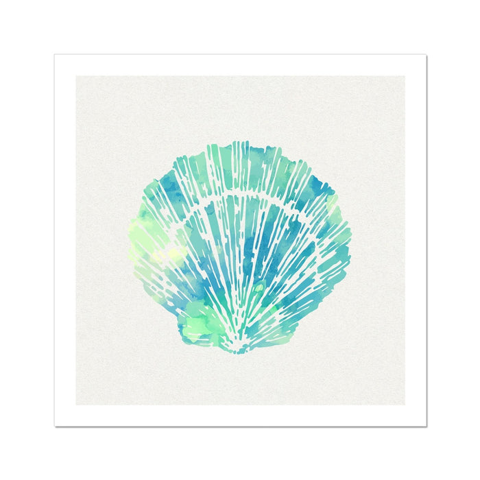 Opal Scallop Shell Art Print | Watercolour Shell Print - Unframed