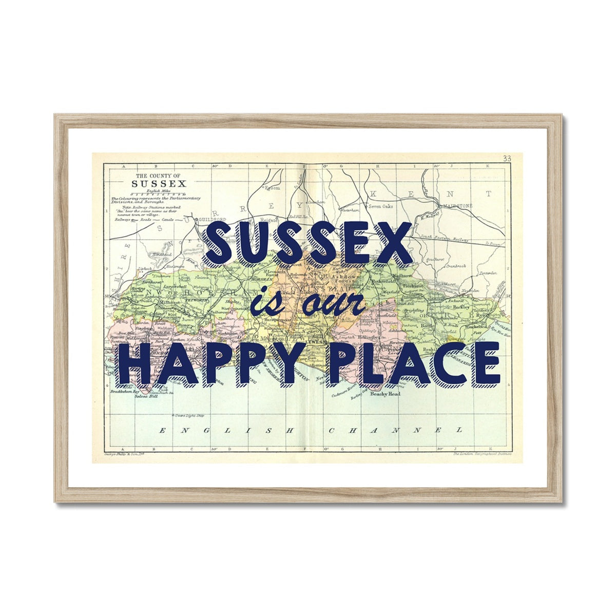 Sussex is our Happy Place | Dk Navy Special - Framed